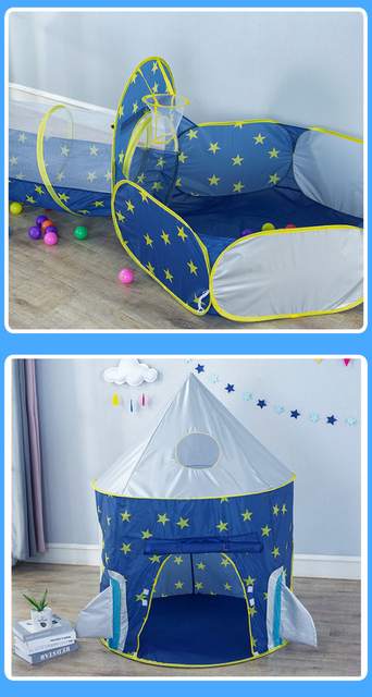 3w1 Baby przenośny namiot z tunelem do wchodzenia dla dzieci i basenem z piłeczkami - zestaw namiotów zabawkowych, świetny do zabawy i eksploracji - Wianko - 5