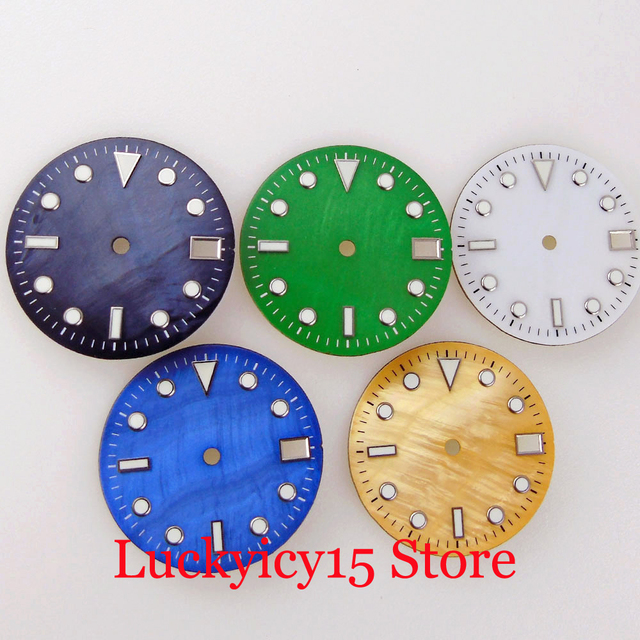 Zegarek BLIGER Shell, tarcza 28.5MM, NH35A, sterylny, niebieski/zielony/biały/złoty zielony wskaźnik świetlny - Wianko - 1