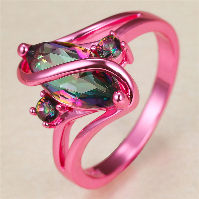 Mystic Rainbow - pierścień z cyrkonem Marquise w stylu Vintage - Wianko - 2