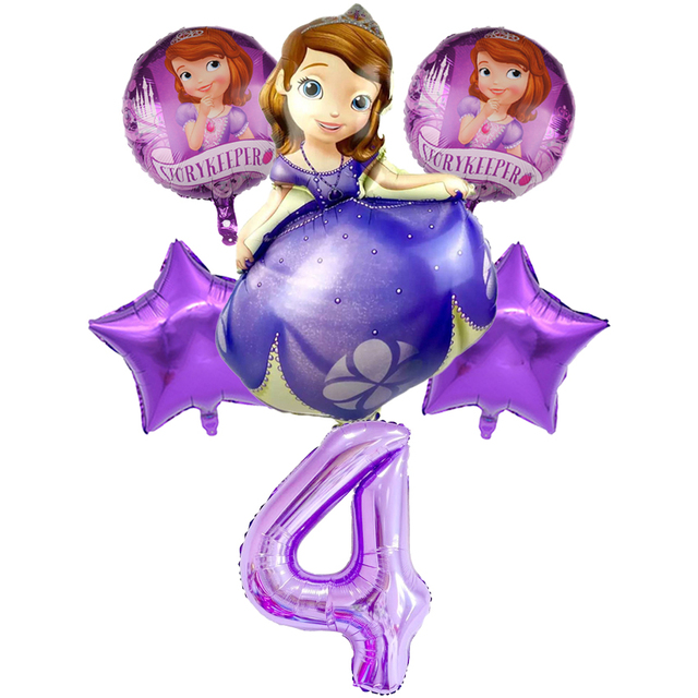 Zestaw 6 balonów cyfrowych z postacią z kreskówki Sofia, idealny na urodziny lub dekorację ślubną - dla dziewczynek - Wianko - 7
