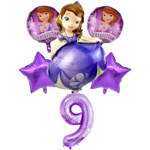 Zestaw 6 balonów cyfrowych z postacią z kreskówki Sofia, idealny na urodziny lub dekorację ślubną - dla dziewczynek - Wianko - 12