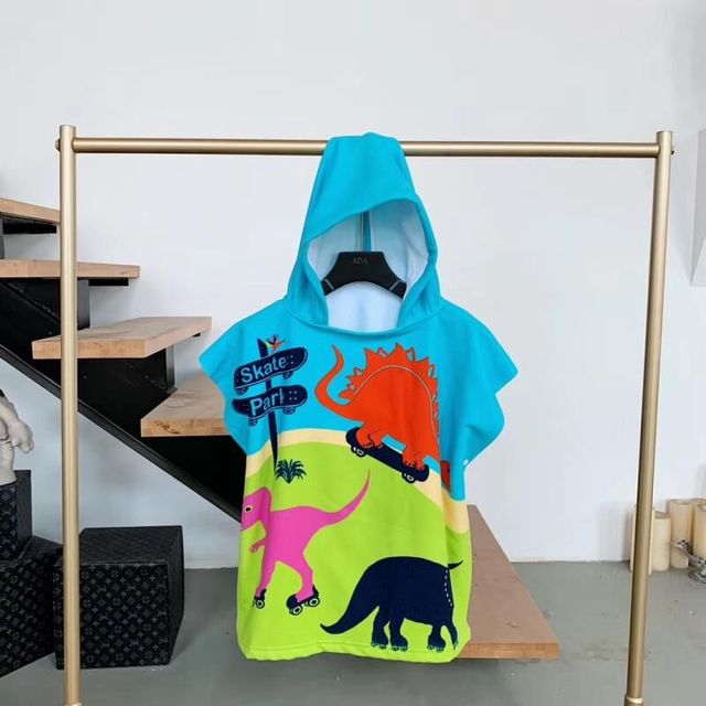 Szlafrok dla dzieci Surf Beach Cartoon Animal - szybkoschnący ręcznik Poncho mikrofibra z kapturem - Wianko - 11