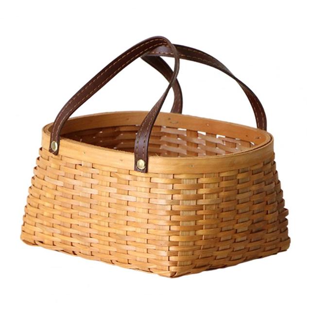 Koszyk na owoce z uchwytem, drewnianym odzież Organizerem i wiklinowym koszem do suszenia prania - Wianko - 9