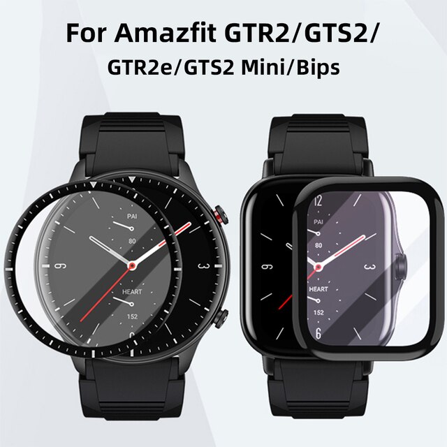 Ochraniacz ochronny ze szklaną folią dla Amazfit GTR 2/GTS 2/GTR 2e/GTS 2e/Bip U/Pro/GTS2 Mini/BipS, 4 sztuki, miękkie włókno, przezroczysta folia - Wianko - 1