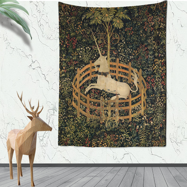 Gobeliny jednorożec w niewoli - okładka/ręcznik/plażowy piknik mata dekoracja wnętrz, zwierzęta na ścianę - Wianko - 3