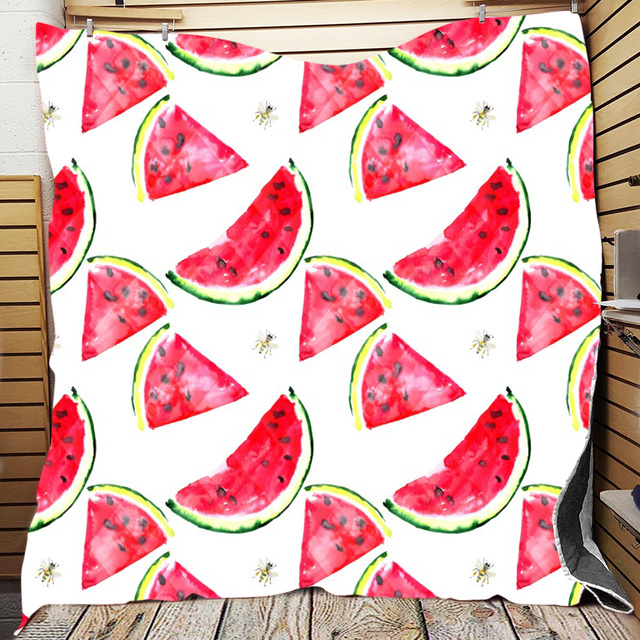 Kołdra z wzorem 3D owoców - arbuz, z ciepłą tkaniną na jesień i zimę, idealna dekoracja domu - Wianko - 4