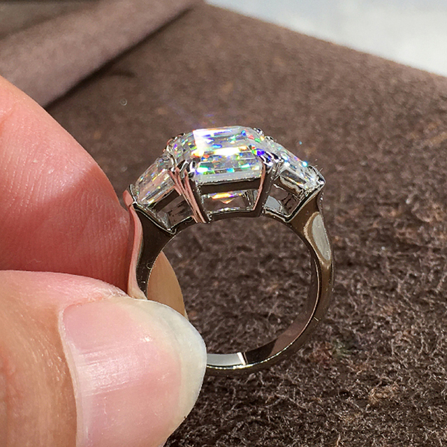 Luksusowy pierścionek z brilliantową zirkonią dla eleganckich kobiet - Wianko - 4