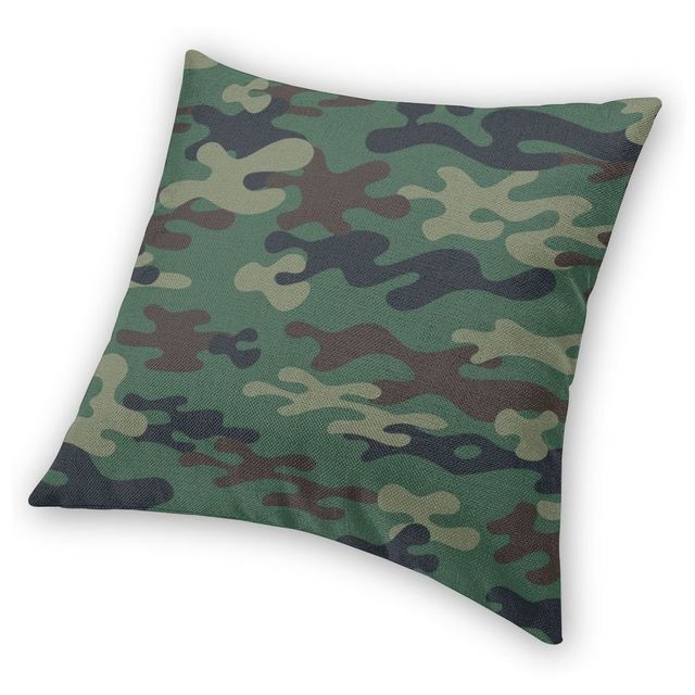 Poszewka na poduszkę z zielonym wojskowym kamuflażem 3D z nadrukiem żołnierza - Wianko - 3