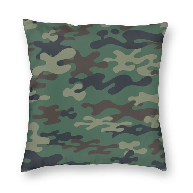 Poszewka na poduszkę z zielonym wojskowym kamuflażem 3D z nadrukiem żołnierza - Wianko - 1