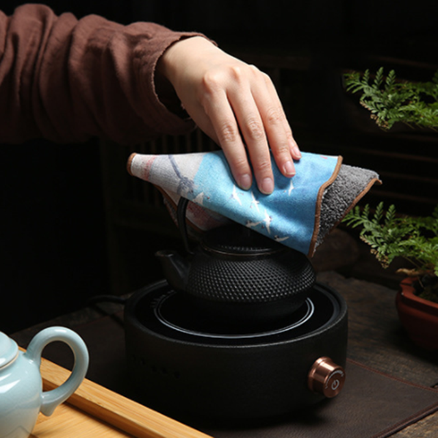 Ręcznik kuchenny z zamszowym wykończeniem - maty do herbaty i akcesoria Kung Fu - Wianko - 6