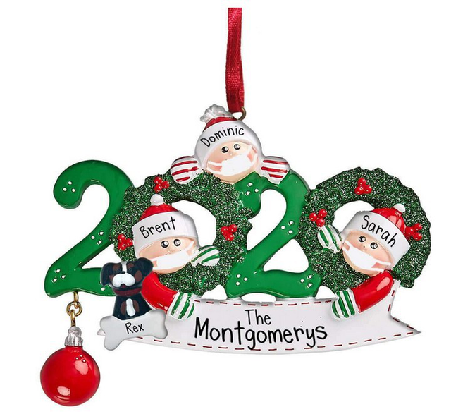 Dekoracja na Świąteczną Imprezę - Święty Mikołaj z maską - Spersonalizowany Wiszący Ornament na choinkę - Seria 2020 Kwarantanna - Wianko - 5