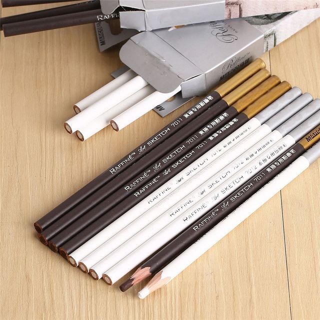 Profesjonalny ołówek do szkicowania węglem, brązowy/biały - Wianko - 4