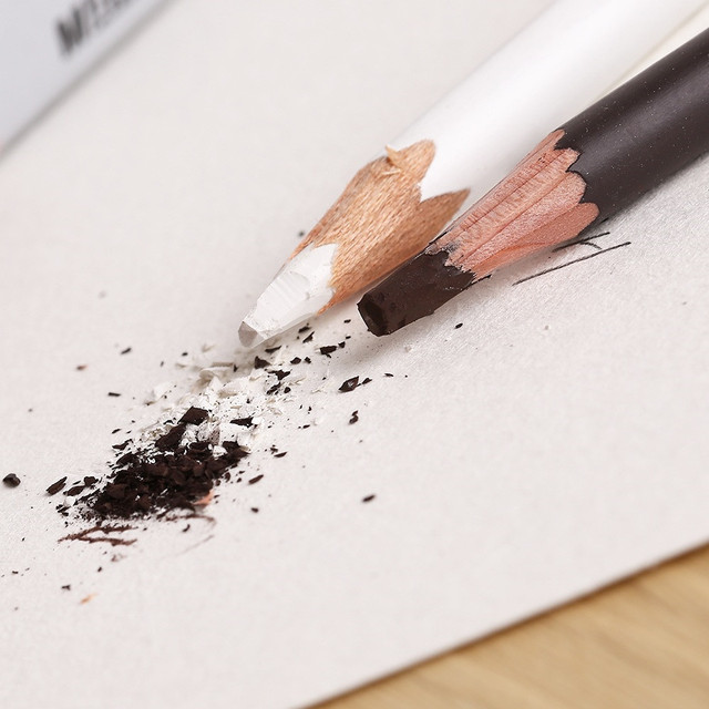 Profesjonalny ołówek do szkicowania węglem, brązowy/biały - Wianko - 3