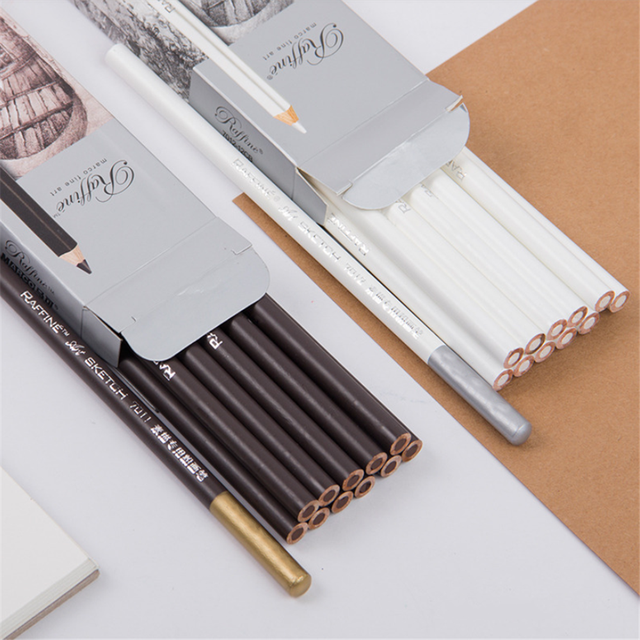Profesjonalny ołówek do szkicowania węglem, brązowy/biały - Wianko - 7