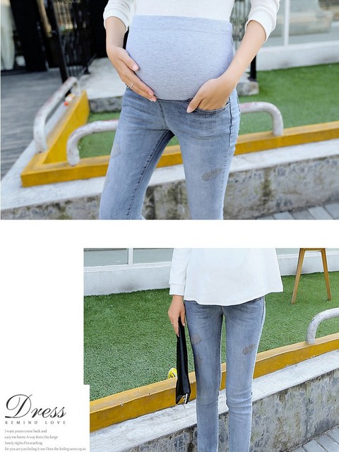 Jeansy ciążowe z elastyczną talią - spodnie na ciążę jesień/zima - odzież macierzysta dla kobiet w ciąży - legginsy Plus Size - Wianko - 11