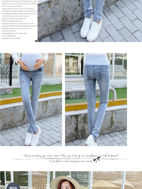 Jeansy ciążowe z elastyczną talią - spodnie na ciążę jesień/zima - odzież macierzysta dla kobiet w ciąży - legginsy Plus Size - Wianko - 12