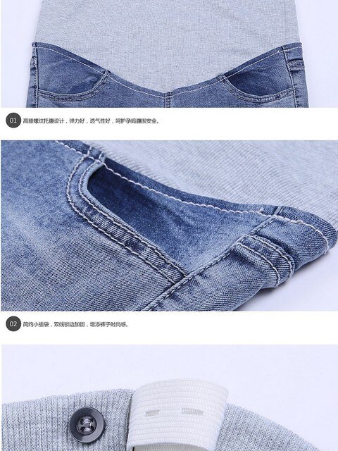 Jeansy ciążowe z elastyczną talią - spodnie na ciążę jesień/zima - odzież macierzysta dla kobiet w ciąży - legginsy Plus Size - Wianko - 3