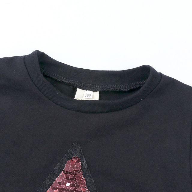 Koszulka dziecięca z bawełny Star z cekinami, krótki rękaw, okrągły dekolt - Wianko - 6