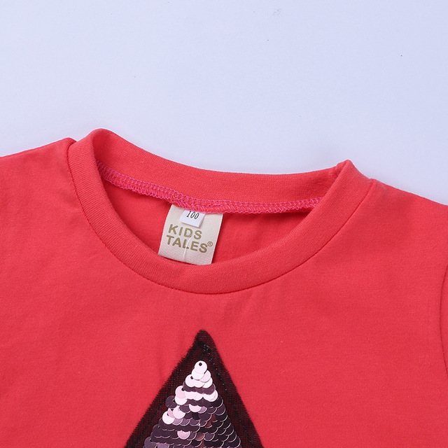 Koszulka dziecięca z bawełny Star z cekinami, krótki rękaw, okrągły dekolt - Wianko - 24
