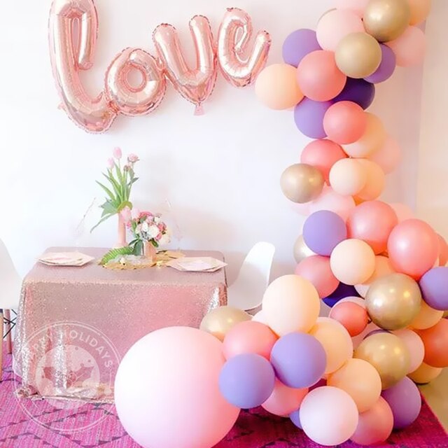 Duże, lateksowe balony dekoracyjne w kolorze fioletowym, różowym, białym, pomarańczowym i niebieskim - 36 cali. Balony helem - 5 cali, 10 cali - Wianko - 7