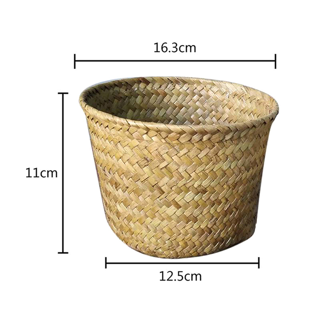 Bambusowy kosz do przechowywania prania i doniczka na kwiaty wykonana ręcznie z wikliny rattanowej i trawy morskiej - Garden Belly - Wianko - 2