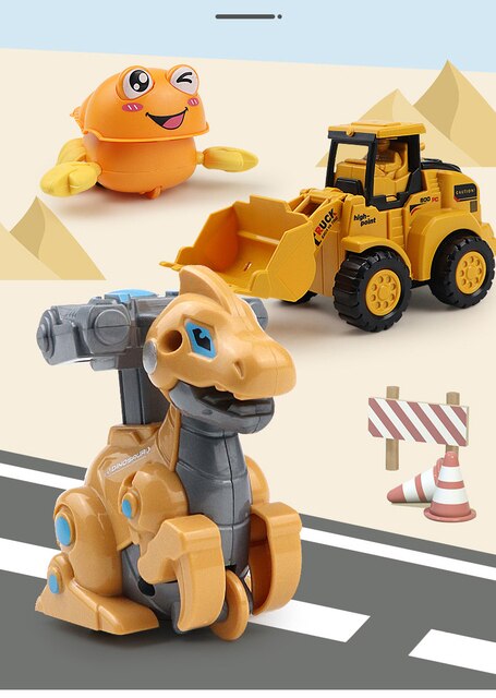 Zabawkowe dinozaury dla niemowląt - edukacyjne zwierzęta pełzające z samochodami - Wianko - 7