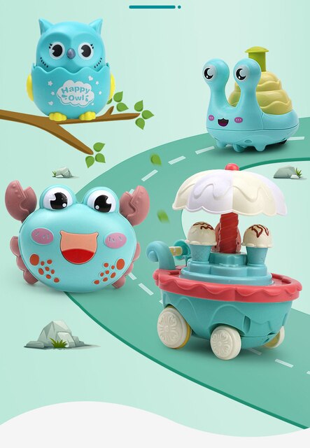 Zabawkowe dinozaury dla niemowląt - edukacyjne zwierzęta pełzające z samochodami - Wianko - 2