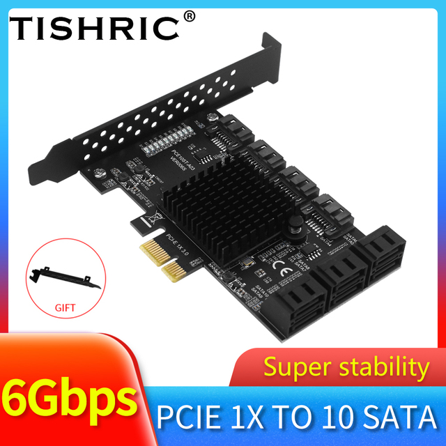 Karta rozszerzeń SATA3.0 TISHRIC 6Gb/s PCIE 1X z 2/4/6/10 portami SATA Riser do SSD - Wianko - 5