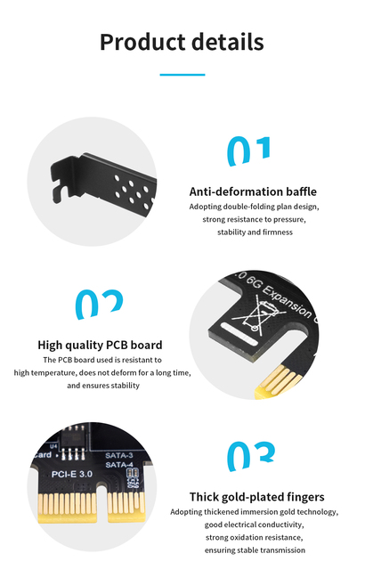 Karta rozszerzeń SATA3.0 TISHRIC 6Gb/s PCIE 1X z 2/4/6/10 portami SATA Riser do SSD - Wianko - 16