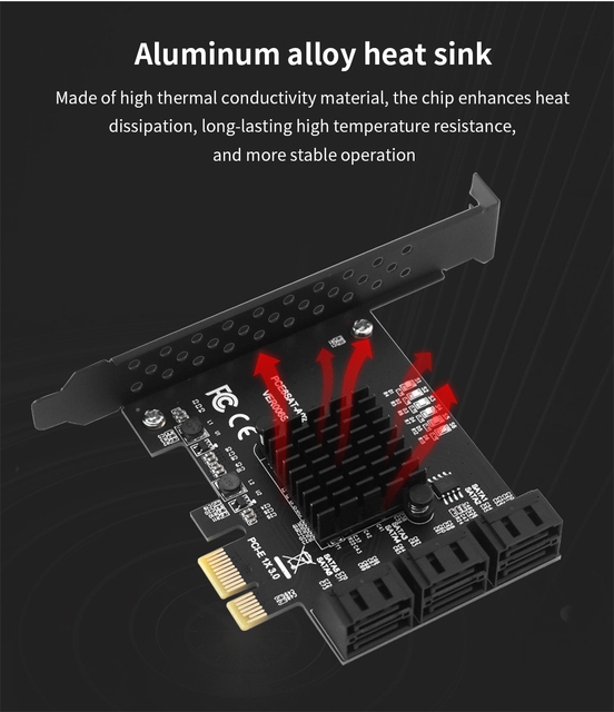 Karta rozszerzeń SATA3.0 TISHRIC 6Gb/s PCIE 1X z 2/4/6/10 portami SATA Riser do SSD - Wianko - 14