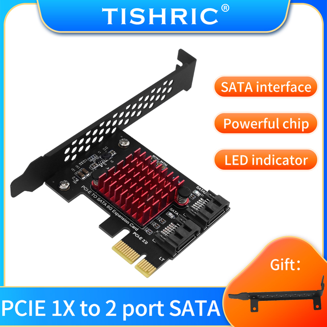 Karta rozszerzeń SATA3.0 TISHRIC 6Gb/s PCIE 1X z 2/4/6/10 portami SATA Riser do SSD - Wianko - 1