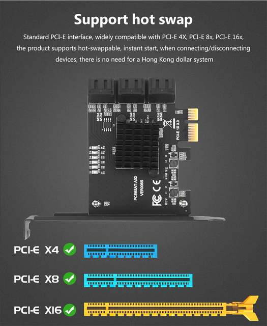 Karta rozszerzeń SATA3.0 TISHRIC 6Gb/s PCIE 1X z 2/4/6/10 portami SATA Riser do SSD - Wianko - 12