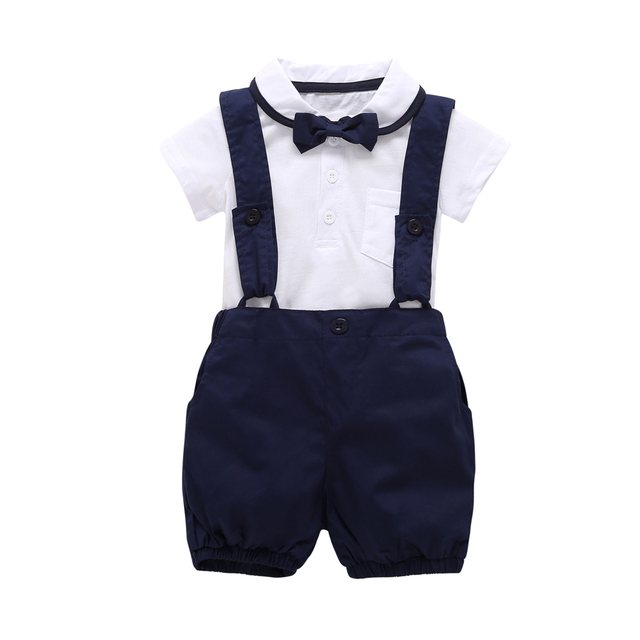 2020 Kombinezon chłopięcy z krótkim rękawem i T-shirtem dla niemowlaka z zestawem letnim garniturka (2 sztuki) - Wianko - 3