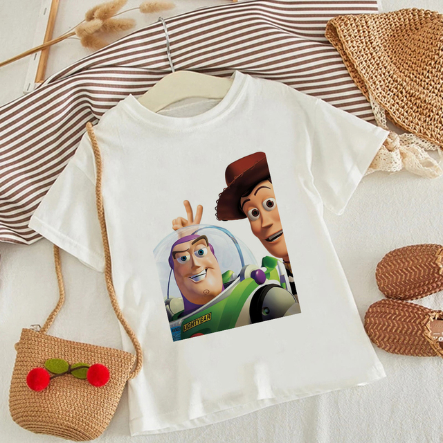 Nowa koszulka Disney Toy Story z kowbojem Woody dla dzieci - casualowy T-shirt z nadrukiem Harajuku o luźnym kroju - Wianko - 15