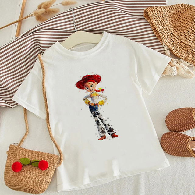 Nowa koszulka Disney Toy Story z kowbojem Woody dla dzieci - casualowy T-shirt z nadrukiem Harajuku o luźnym kroju - Wianko - 4