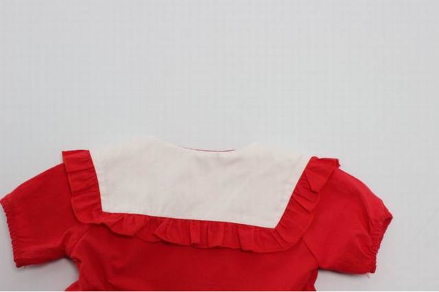 Letnia sukienka dla dziewczynki Cherry Baby z krótkim rękawem, czerwona, z marynarskim kołnierzykiem, rozmiar 2-6Y LT021 - Wianko - 9