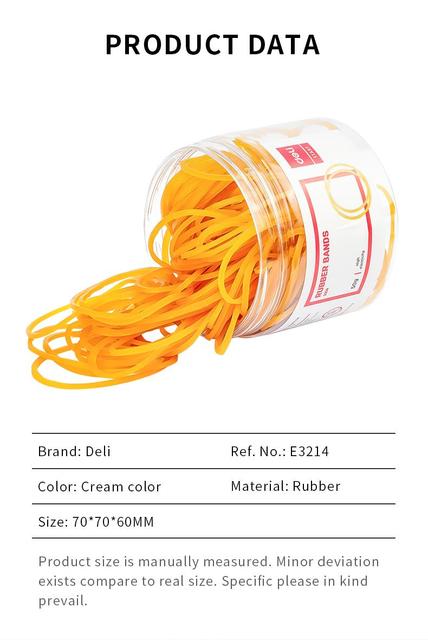 Żółta gumka elastyczna DELI E3214 50g/rura (160 sztuk) - gumki recepturki Bank papieru Bill Loop domowe artykuły biurowe - Wianko - 2