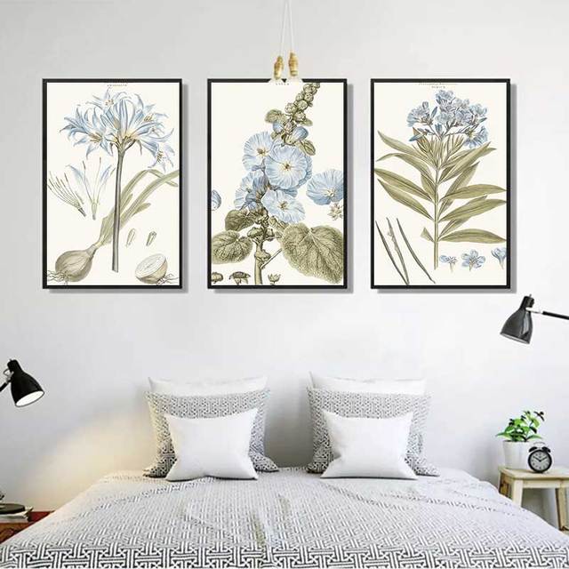Niebieski kwiat obraz dekoracyjny na płótnie do salonu i sypialni - Wianko - 1