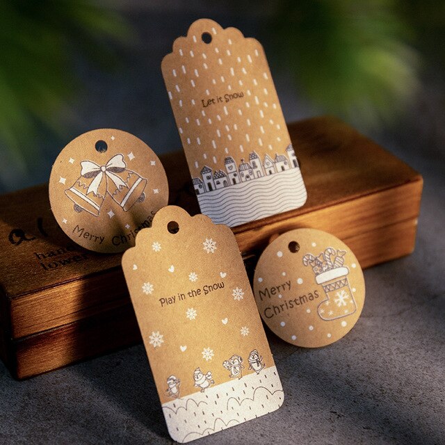 Zestaw 50 wesołych świątecznych zawieszek papierowych DIY Handmade - ozdoby do pakowania prezentów, etykiety Świętego Mikołaja i dekoracje na nowy rok - Wianko - 7