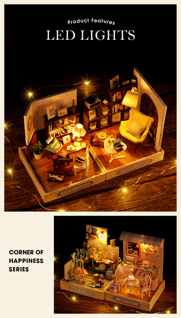 Meble domowe do lalki - drewniany domek dla lalek, DIY, prezent na urodziny i Boże Narodzenie QT031 - Wianko - 5