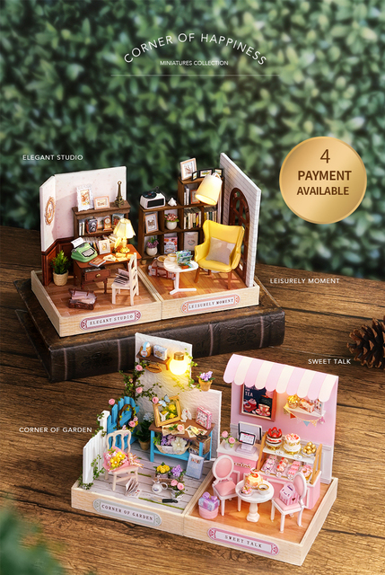 Meble domowe do lalki - drewniany domek dla lalek, DIY, prezent na urodziny i Boże Narodzenie QT031 - Wianko - 1