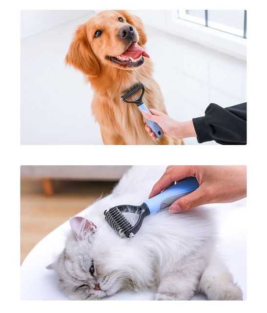 Pies grzebień do usuwania włosów i pielęgnacji futer kotów – dwustronny narzędzie do przycinania węzłów, usuwania martwego włosa i oczyszczania długich i kręconych włosów - Wianko - 9