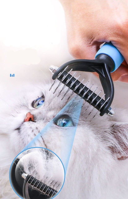 Pies grzebień do usuwania włosów i pielęgnacji futer kotów – dwustronny narzędzie do przycinania węzłów, usuwania martwego włosa i oczyszczania długich i kręconych włosów - Wianko - 3