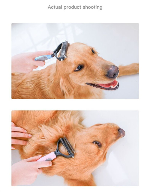 Pies grzebień do usuwania włosów i pielęgnacji futer kotów – dwustronny narzędzie do przycinania węzłów, usuwania martwego włosa i oczyszczania długich i kręconych włosów - Wianko - 8