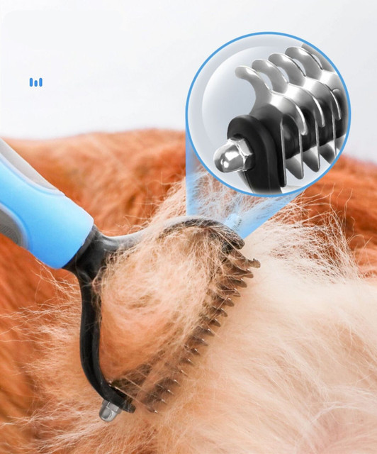 Pies grzebień do usuwania włosów i pielęgnacji futer kotów – dwustronny narzędzie do przycinania węzłów, usuwania martwego włosa i oczyszczania długich i kręconych włosów - Wianko - 2