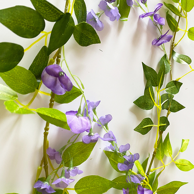 7ft 2m Girlanda sztucznych kwiatów Wisteria Vine Rattan - dekoracyjne rośliny liście na przyjęcia, dekoracyjne wiszące ozdoby ścienne - Wianko - 3