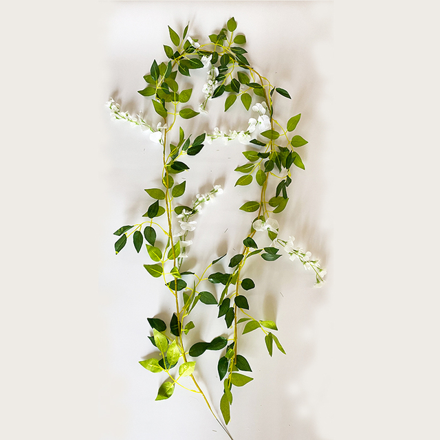 7ft 2m Girlanda sztucznych kwiatów Wisteria Vine Rattan - dekoracyjne rośliny liście na przyjęcia, dekoracyjne wiszące ozdoby ścienne - Wianko - 4