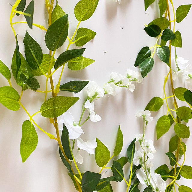 7ft 2m Girlanda sztucznych kwiatów Wisteria Vine Rattan - dekoracyjne rośliny liście na przyjęcia, dekoracyjne wiszące ozdoby ścienne - Wianko - 5