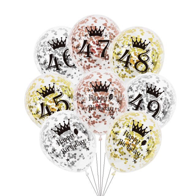 Partia 6 sztuk różowych, złotych i srebrnych balonów urodzinowych numer 45-49, dekoracje na 45., 46. i 48. rocznicę - Wianko - 11