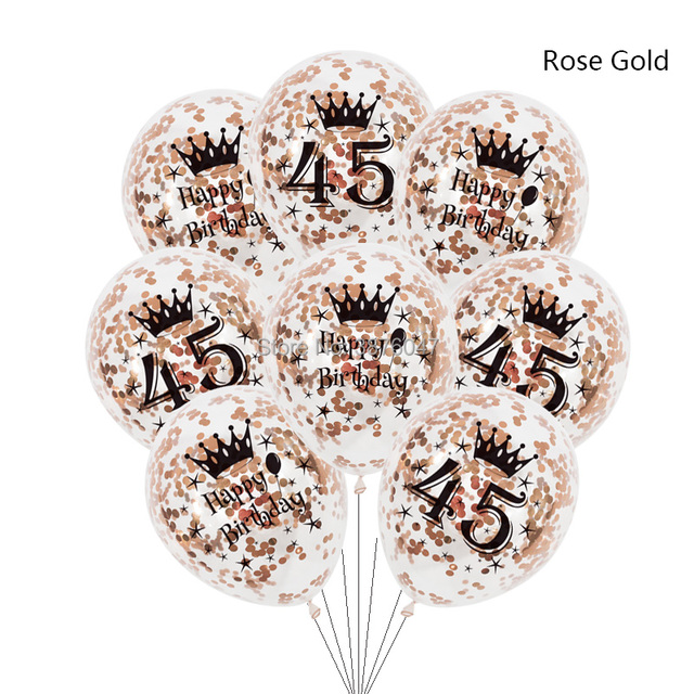 Partia 6 sztuk różowych, złotych i srebrnych balonów urodzinowych numer 45-49, dekoracje na 45., 46. i 48. rocznicę - Wianko - 16